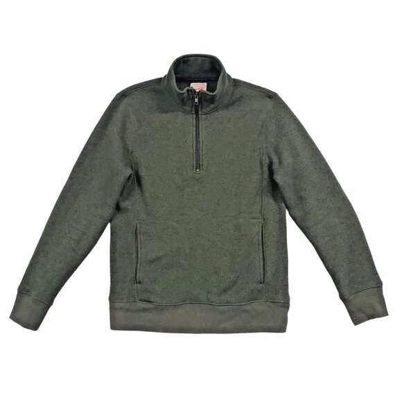 J. CREW Pullover Sweater Men's S Knit Fleece Lined 1/4 Zip Green Shirt - Picture 1 of 11